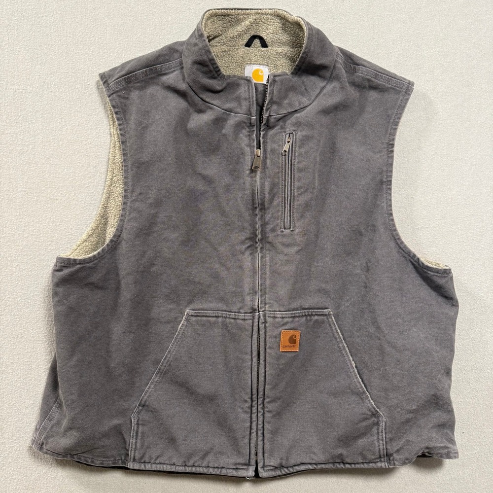 Carhartt Men's Gray Sherpa-Lined Work Vest